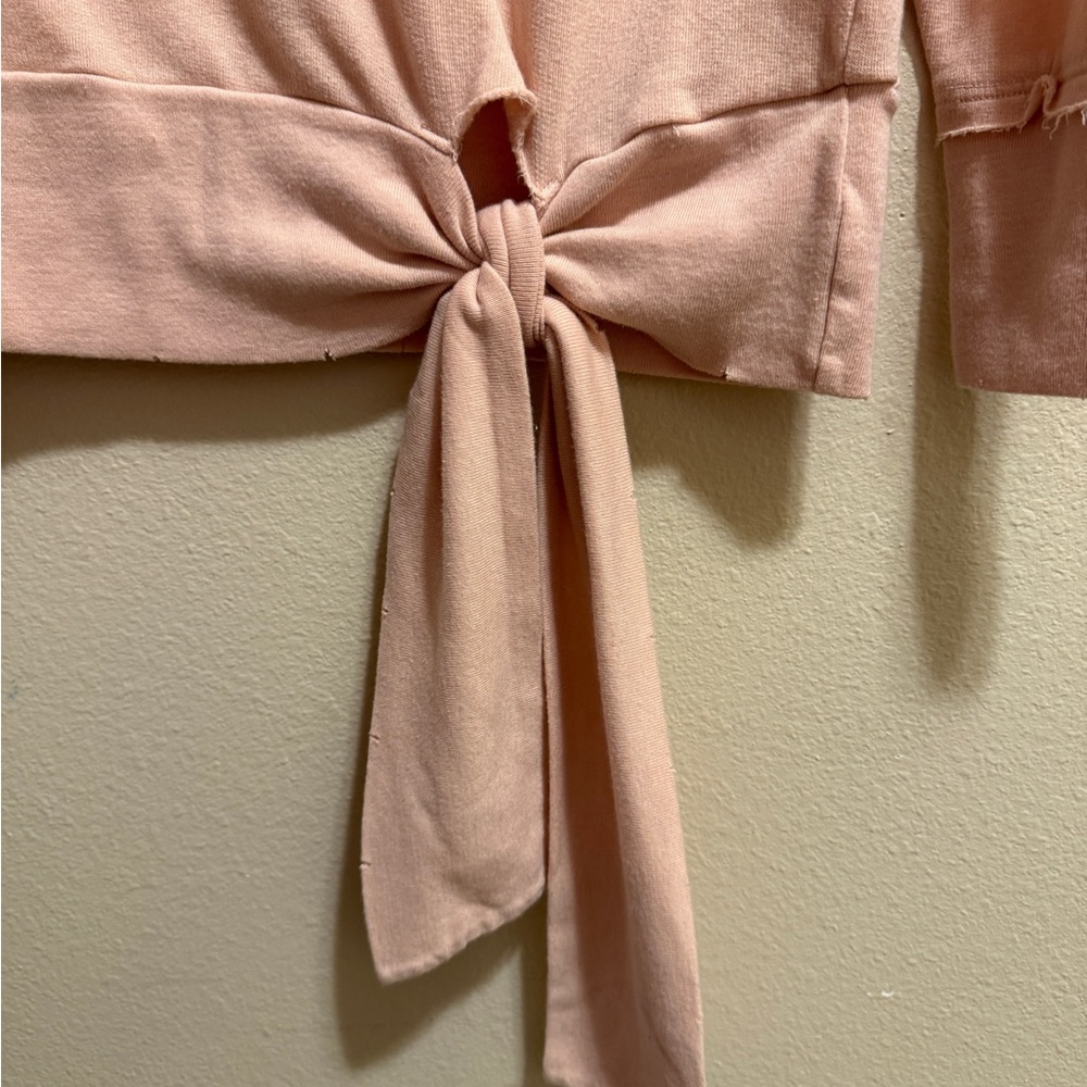 Abound Women's Pink Oversized Distressed Tie-Front Sweatshirt Size Small NWT - Picture 5 of 9